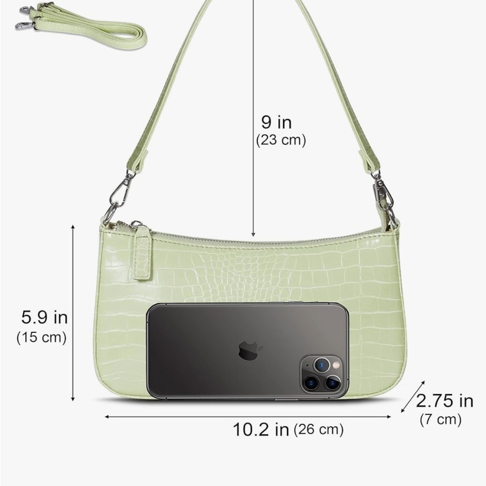 Light green croc Cross Body Clutch Purse - Picture 2 of 5